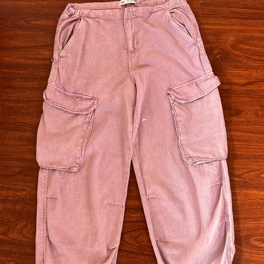 Lavender denim cargo pants